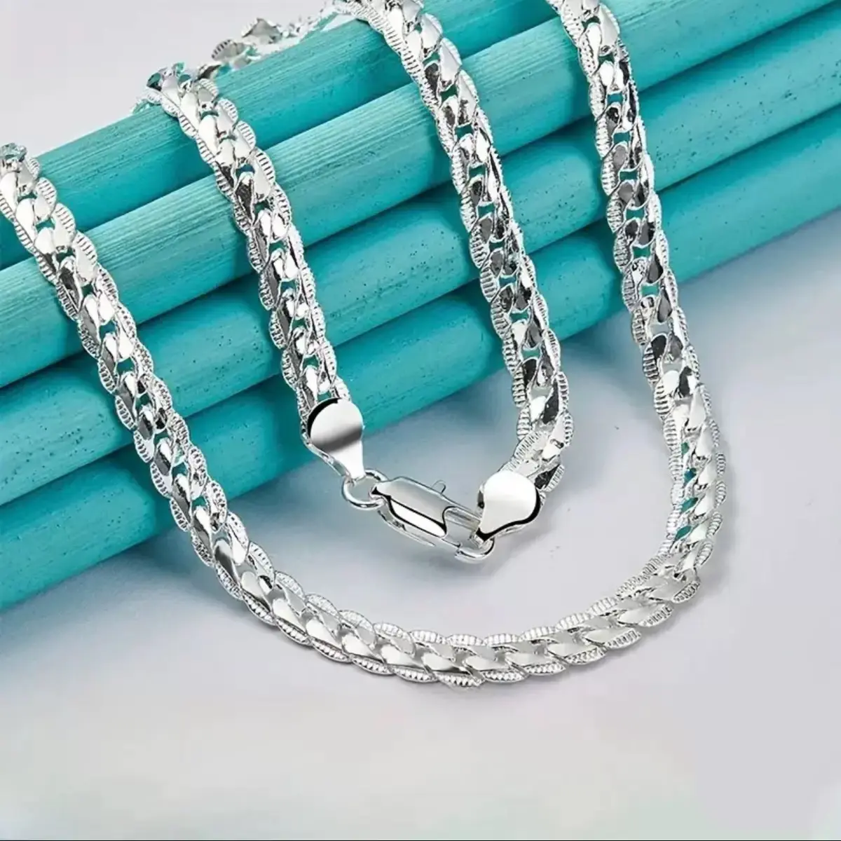 5mm Silver Plated Flat Cuban Curb Link Chain Necklace - Minimalist Aesthetic, Unisex, Sensitive Skin-Friendly, Layerable for Casual Daily Wear, Versatile Choice for All Genders, Durable & Comfortable, Chain & Link Jewelry for Valentine's Day