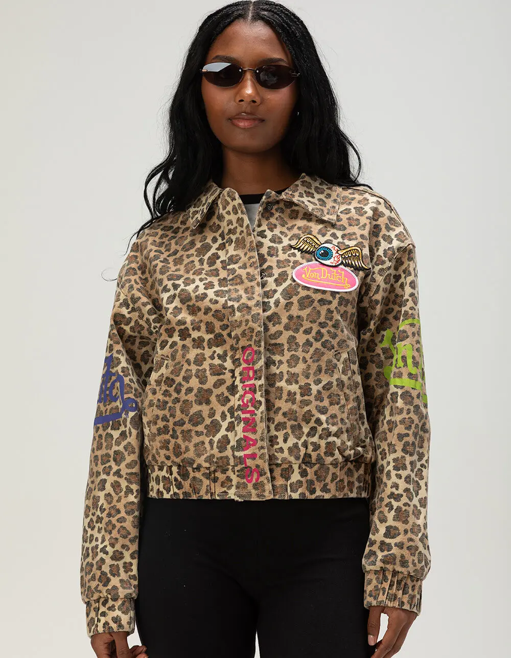 VON DUTCH Leopard Womens Bomber Jacket