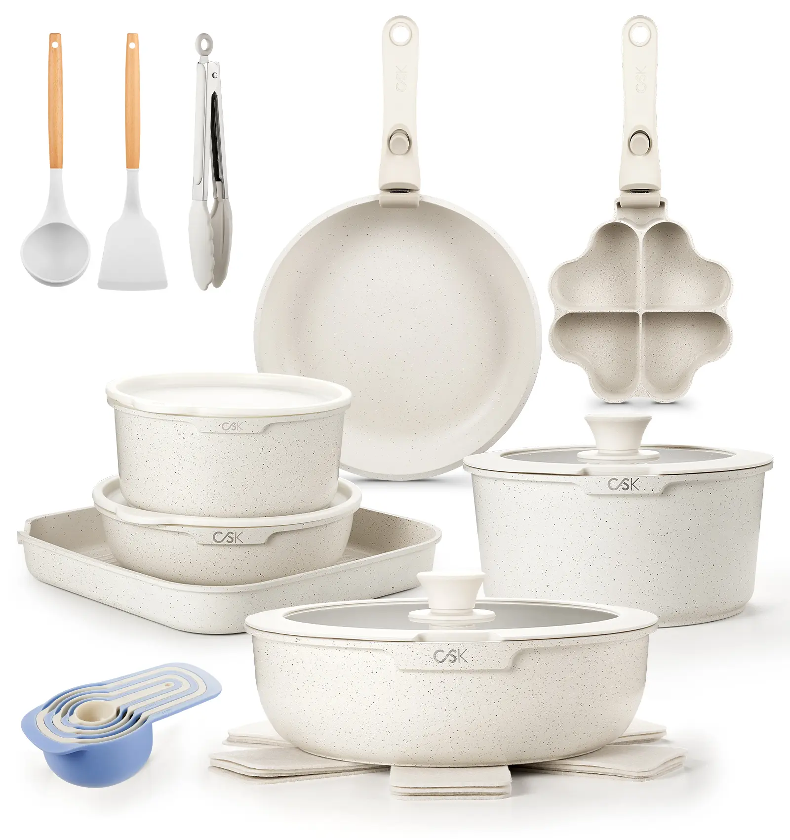 KOCH SYSTEME CS 21 Piece Cookware Set with Detachable Handle, Pots and Pans Set with Removable Handle, Stackable RV Camping Kitchen Set, Induction Compatible, Dishwasher Safe