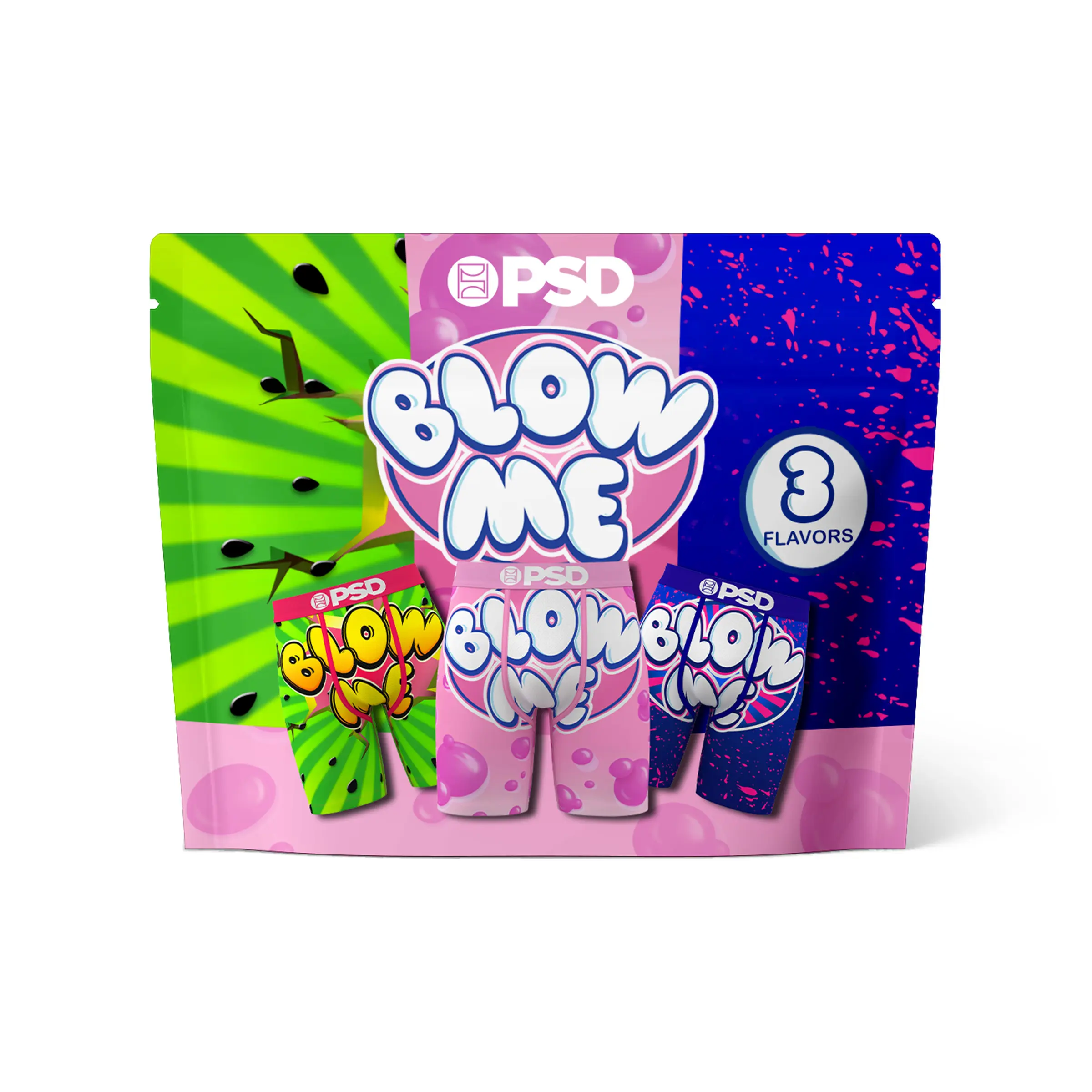 PSD Mens Blow Me Flavor Boxer Brief 3 Pack - Standard Length 7 Inch Inseam, Soft and Breathable Poly Blend Fabric PSD Mens Blow Me Flavor Boxer Brief 3 Pack - Standard Length 7 Inch Inseam, Soft and Breathable Poly Blend Fabric