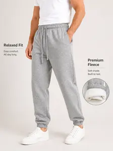 Deep Gray Menswear Baggy Cotton Lounge Joggers Elastic Waist, Pockets, Casual Jogging Cuffed Sweatpants