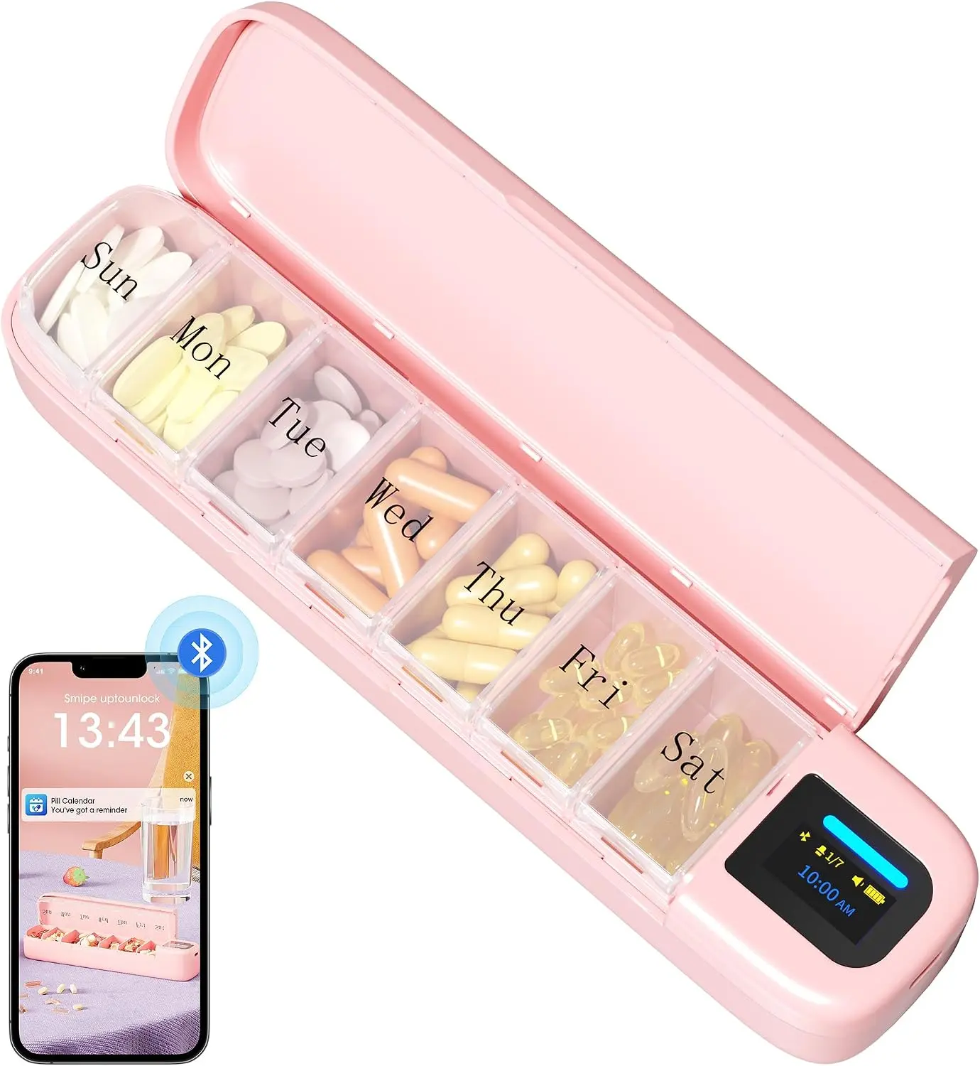 Daviky Automatic Pill Dispenser, Smart Pill Organizer with Alarm Healthcare Protection Bag Pill Minder Simple Multi-Pill