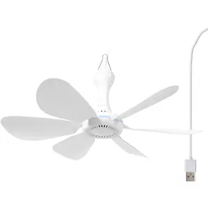 USB Mini Small Ceiling Fan quiet Camping Optional RV Fans  Portable Outdoor Hanging Gazebo Canopy Dorm Fans Silent For Grow Tent,Hiking,Outages  operated,Power