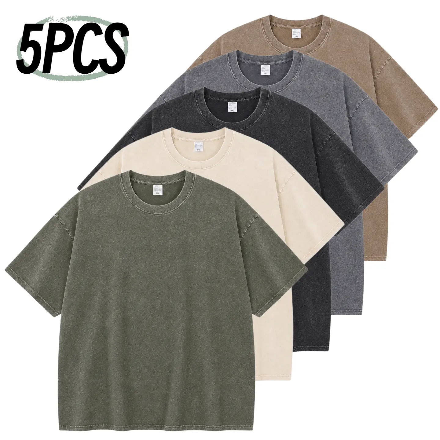 Men' s 4/5-Pack Oversized Short-Sleeve Fitness TShirts -Vintage Loose Fit Baggy Streetwear Pure Cotton Acid Wash Sports Tee,Summer Sport Top Casual Sportswear Casual Workout Tops