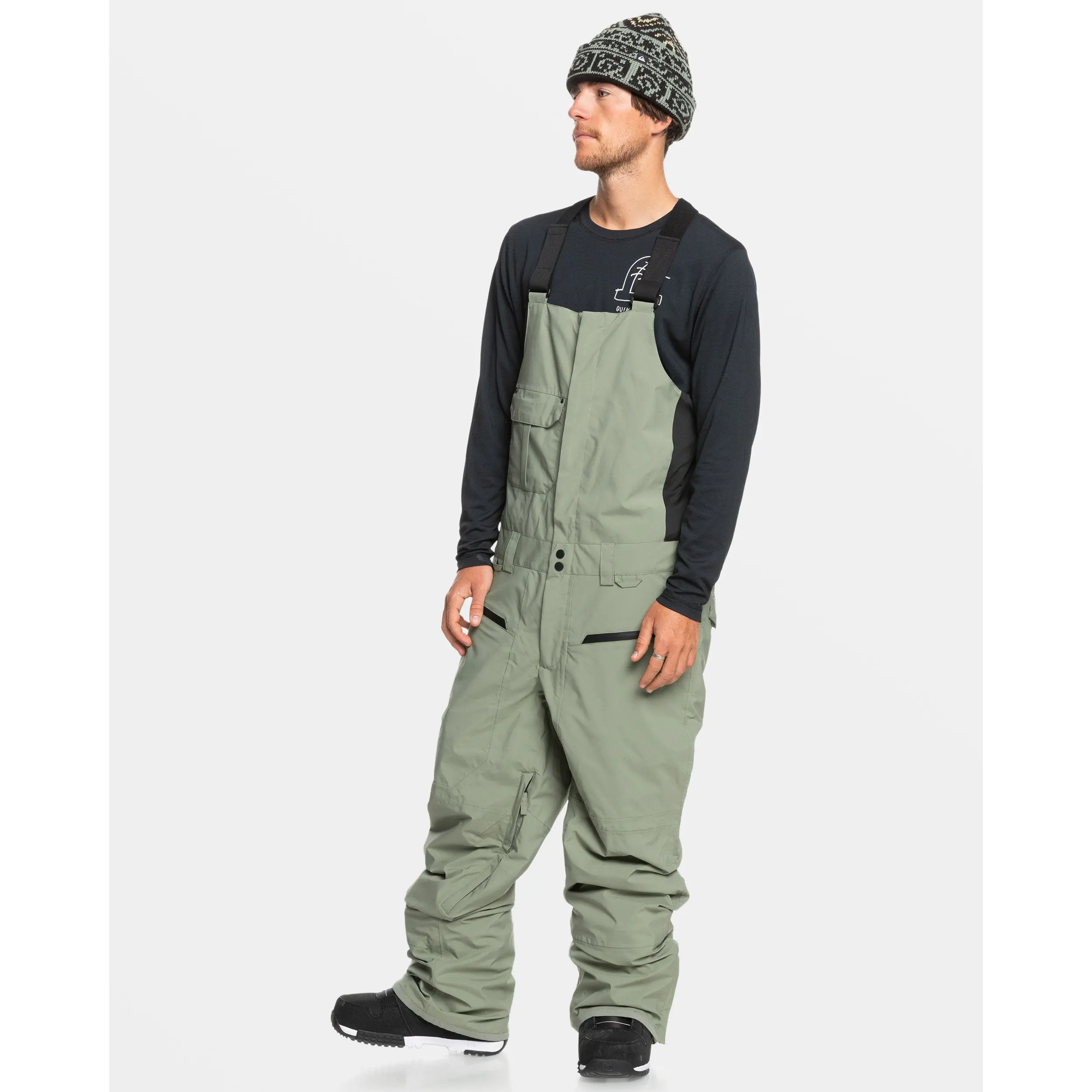 Quiksilver | Utility Bib Snow Pants | Men's Stretch Fit Breathable | Everyday Wear & Casual Streetwear Classic Fabric