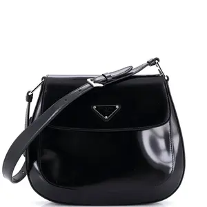Pre-owned PRADA Leather Shoulder Bags Cleo Flap Shoulder Bag Spazzolato Large by Rebag