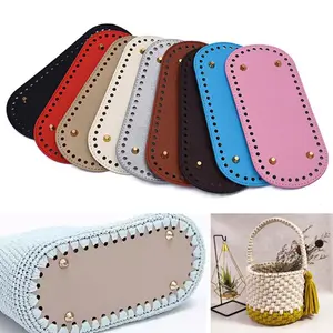 1pc Litchi Stria Pu Leather Handbag Bottom Board Thicken Oval Bottom Bag Accessories Diy Handmade Crochet Handbag Bottom Base