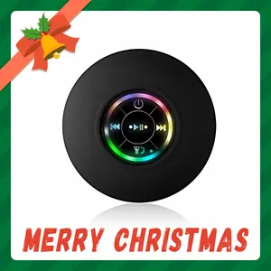 The Perfect Christmas Gift Mini Bluetooth Shower Speaker with LED Light Portable IPX4 Waterproof Hands-Free Speakerphone Rechargeable via Micro USB Wireless Stereo for Beach Shower Home