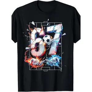 67 Soccer Six Seven Soccer Kids Boys Girls Fun T-Shirt | Casual Style, Round Neck, Geometric Pattern, Short-Sleeve Sports Tee for Soccer-Loving Boys