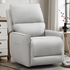 Korser Small 360 Swivel Rocker Recliner Chairs for Adults Skin-friendly Fabric with Side Pockets Compact Design Ergonomic Segmented Structure Adjustable Reclining