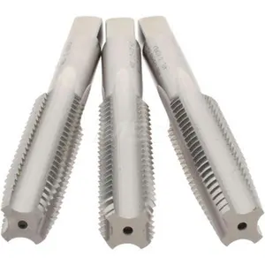 Hertel Tap Set: 1/2-13 UNC, 4 Flute, High Speed Steel, Bright Finish 3-3/8" OAL, 2B & 3B Class of Fit, 3 Pc K008929AS
