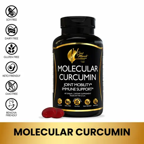 Cocó March N.M.D Molecular Curcumin Dietary Supplement, Joint Mobility and Immune Boosting Wellness Supplement for Adults - 60 Softgels per Container