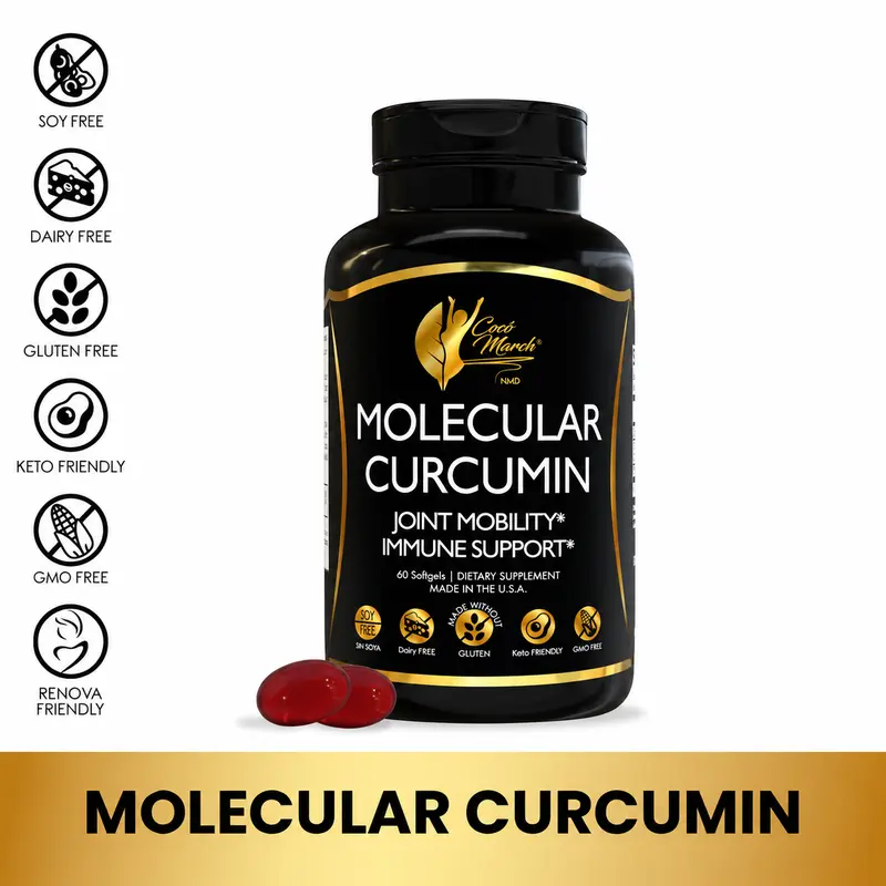 Cocó March N.M.D Molecular Curcumin Dietary Supplement, Joint Mobility and Immune Boosting Wellness Supplement for Adults - 60 Softgels per Container