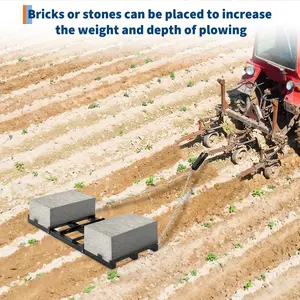 Garvee 4 ft Heavy Duty Tow Behind Drag Harrow with Adjustable Bars & 72 in Chain, Driveway Grader Landscape Rake for ATV, UTV, Tractor, Mower - Yard Lawn Leveling Tool in Black