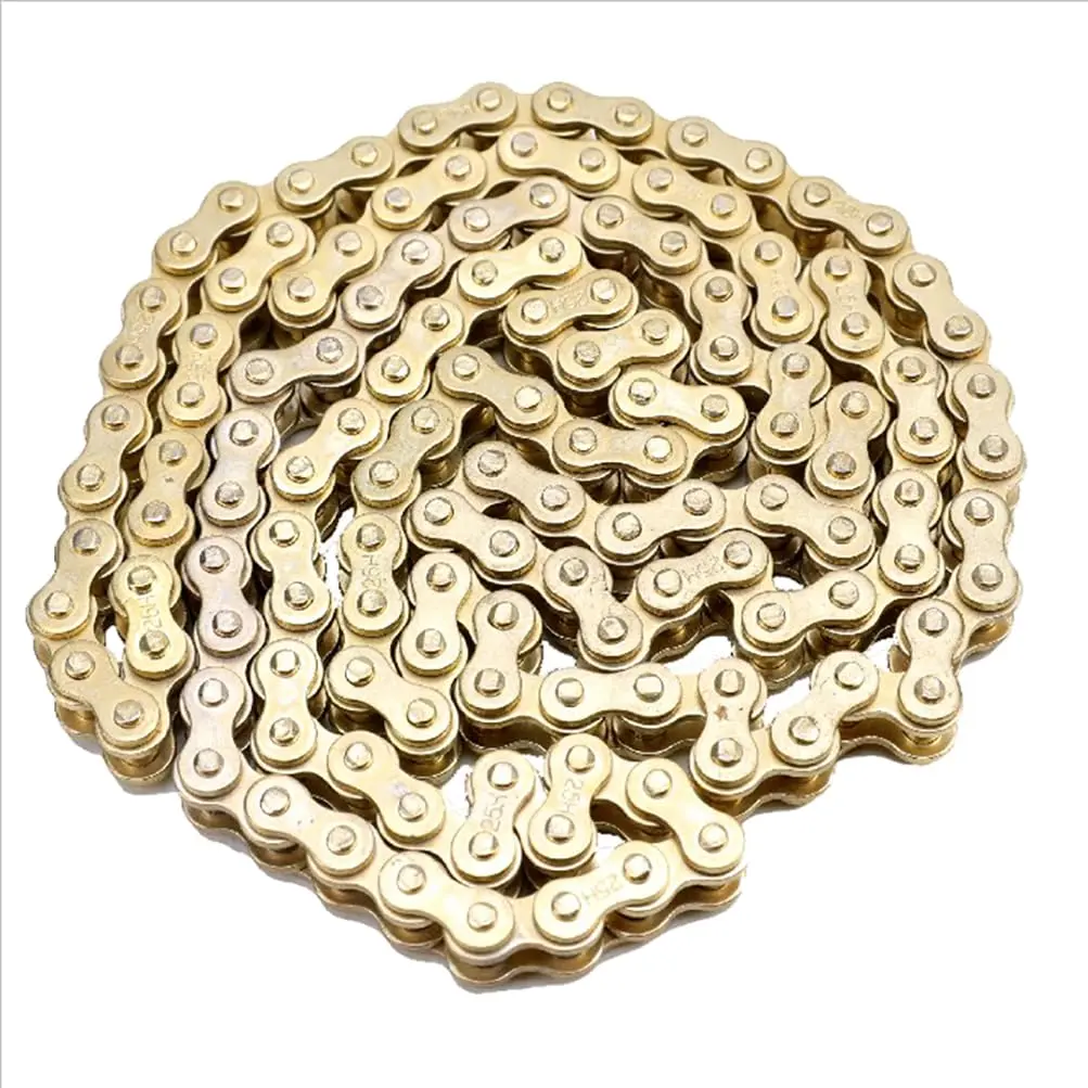 25H 136 Links Motorcycle Drive Chain with Spare Master Link 136 Pins Gold for 47cc 49cc 2 Stroke Scooter Dirt Bike Pocket Bike Mini Bike Minimoto Kids ATV UTV Quad Go Kart Buggy