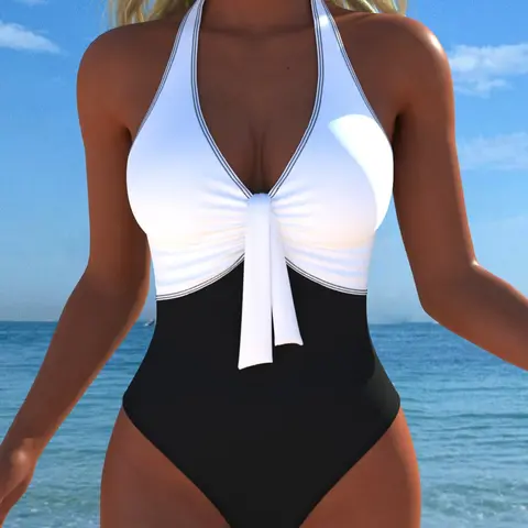 New Arrival Women's Swimwear Swimming Suit, Chic Swimsuit, Summer Beach Festival Vacation Travel Sexy Two Piece Bikinis Set, Color Block Swimsuit, Summer Swimsuits, Stylish Swimwear, Bathing Suit, Fashionable Swimsuit