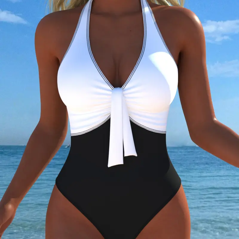 New Arrival Women's Swimwear Swimming Suit, Chic Swimsuit, Summer Beach Festival Vacation Travel Sexy Two Piece Bikinis Set, Color Block Swimsuit, Summer Swimsuits, Stylish Swimwear, Bathing Suit, Fashionable Swimsuit