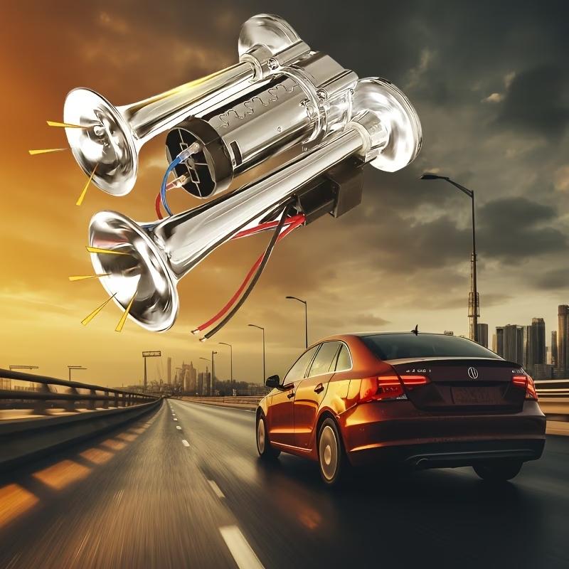 Heavy Duty 12V Dual Trumpet Air Horn Kit130DB Loud Sound with Compressor for TruckCar SUV Pickup Motorcycle Lorry