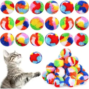 20 Colorful Plush Cat Balls for Kittens, Soft and Safe Interactive Toys in Bright, Blue, Indoor Play and Exercise