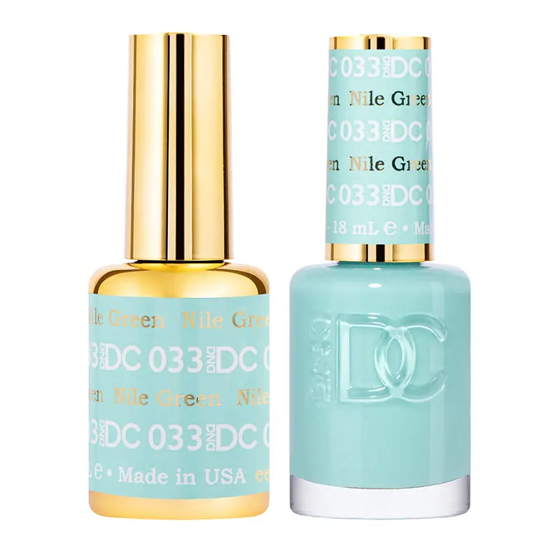 DND DC Duo UV Gel Nail Polish, #033 Nile Green Cosmetic for Manicure, Nail Art, Regular Polish, Uv Cure, Bottle