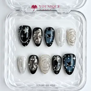 Younique Nails | 10PCS 100% Handmade Press-On Nails | Reusable Colorful Art acrylic stylish 3D