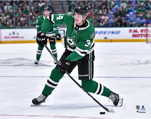 Denis Gurianov Dallas Stars Unsigned Green Jersey Shooting Photograph