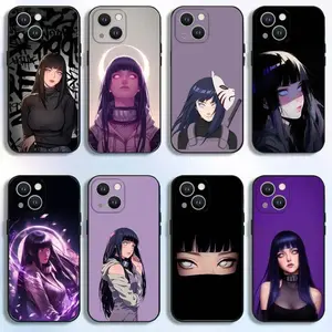Hinata Hyuga Anime Tough Phone Case, Black Soft Silicone Protective Cover, Designed for iPhone 11-17 Pro Max/Plus & Samsung Galaxy S23-S25