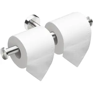 Double Toilet Paper Holder Wall Mount Double Roll Toilet Paper Holders Brushed Nickel 304 Stainless Steel for Commercial Restroom & Bathroom Silver