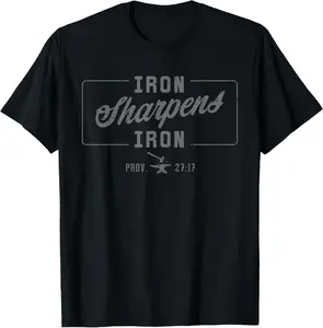 [100% Cotton] Iron Sharpens Iron Christian Men Bible Scripture Gym Workout T-Shirt streetwear dtf printing