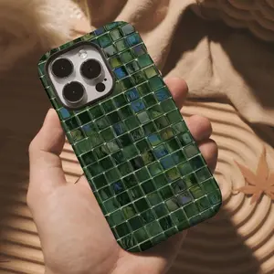 Green Agate Square  phone Case Personalized with Name, Durable  phone 12, 13, 14, 15, 16 Pro Max & Mini Case, Unique Artistic Design Gift