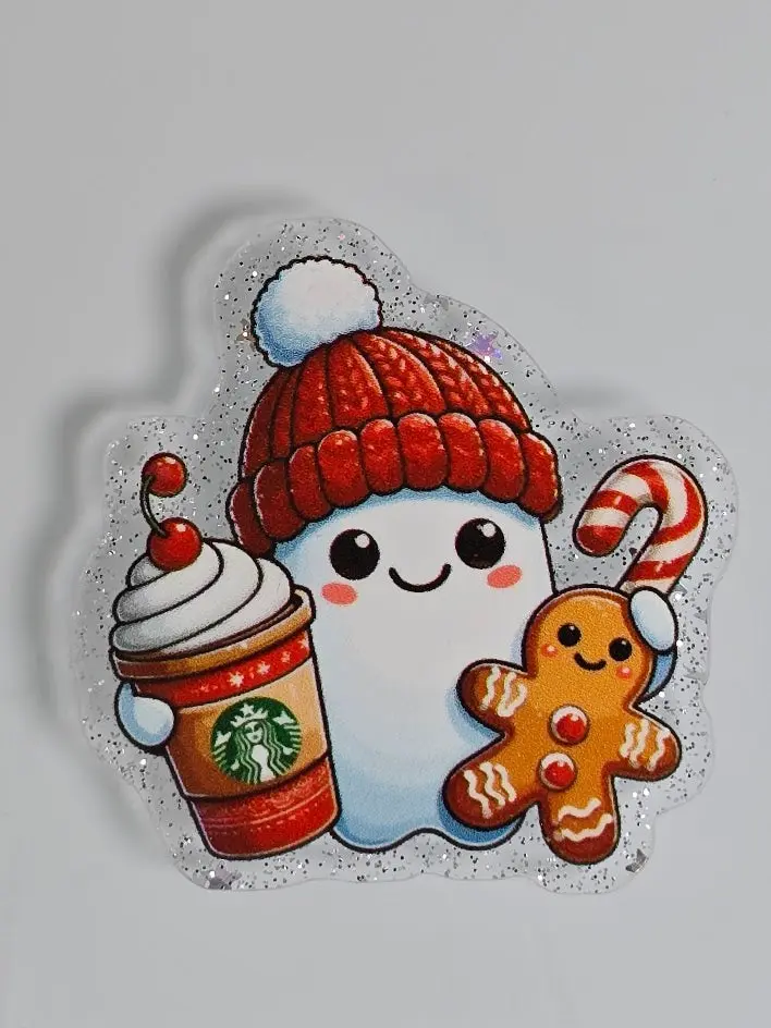 Acrylic Glitter Flatbacks - Christmas Ghost Acrylic Glitter Flatbacks - Christmas Ghost