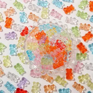 200 count Colorful  Bear Clear  Bear Beads Colorful Cute Bear Beadsy Bear for Necklace Bracelet Key Chains  DIY Craft Making(6 * 18mm)