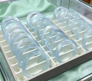 Cats Eye Glass Bracelet Imitation Chalcedony Jingle Bangle Fashion Jewelry Souvenir Gift for Women