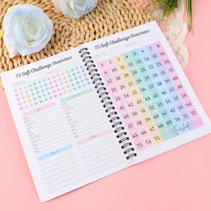 [75 Soft Challenge] Journal Planner, 75 Days Productivity & Efficiency Record Notebook, A4 Spiral Daily/Weekly/Monthly Planner Book, Office Stationery & Supplies, Holiday & Year-Round Essential