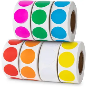 3500 Pcs Colored Dot Stickers, 3/4" Round Label Stickers for Color Coding, 7 Colors, 500 Labels/Roll-For Office, Classroom, Family