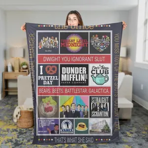 The Office Fleece Blanket, The Office Funny Blanket, Michael Scott, Dwight Schrute, Jim Halpert, Pam Beesly, Nice Gifts For Film Fan