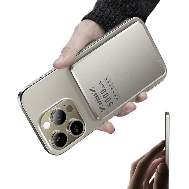 【SummerWins】Ultra Slim Magnetic Power Bank 5000mAh 0.3inch Wireless Portable Charger with PD 20W USB C Port Fast Charging Magsafe Battery Pack for Daily Charge and Travel Device Champagne Gold