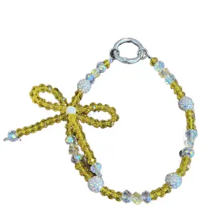 Side Bow Keychains - Clear Bead Design with Sparkling Accents for Keys Phones Cups & Backpacks Elegant Versatile Accessory