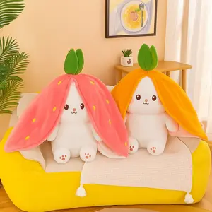 ☁️ The "Cloud-Touch" Fruit Rabbit | Ultra-Squishy Sleeping Buddy (Strawberry/Carrot) | Heavy Weighted Feel, Oversized Plushie, Girlfriend Gift, Kawaii Stuffed Animals