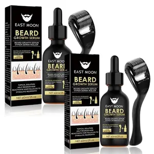 EAST MOON Beard Growth Kit-Beard Care Serum & Beard Massage Derma Roller,Beard Care Nutritional Oil, Making Beards Thicker and More Shiny, Men's Daily Beard Care Products and Tools, Holiday gifts, Father's Day