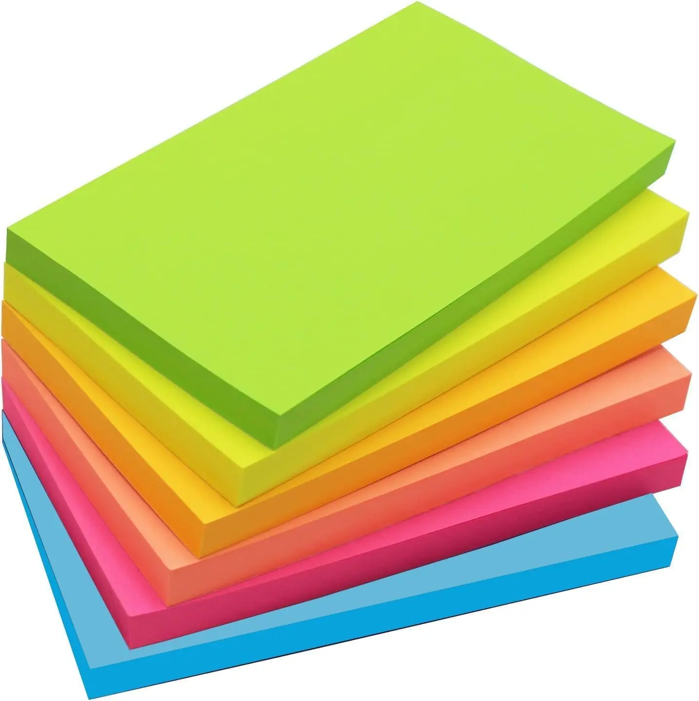 480 Sheets 3 in x 5 in Large Sticky Notes, 76 x 127 mm 6 Pads Assorted Self-Stick Pads for Notebook,Office,School and ,80 Sheets/Pad (6 Pads Brillant)