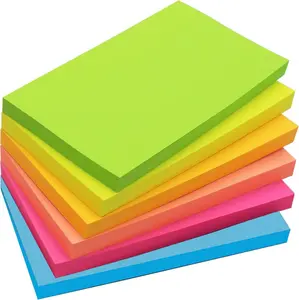 480 Sheets 3 in x 5 in Large Sticky Notes, 76 x 127 mm 6 Pads Assorted Self-Stick Pads for Notebook,Office,School and ,80 Sheets/Pad (6 Pads Brillant)