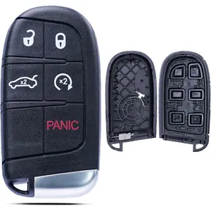 Key Fob Shell Case Replacement For Jeep Grand Cherokee,Compass,Dodge Dart,Durango,Journey,Chrysler 300 2014-2020 Keyless Entry Remote Control 5 Button Pad Cover Uncut Key