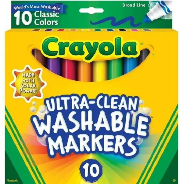 Crayola Ultra-Clean Washable Broad Line Markers, 10 Ct, School Supplies, Classroom Essentials for Teachers, Gift, 3+