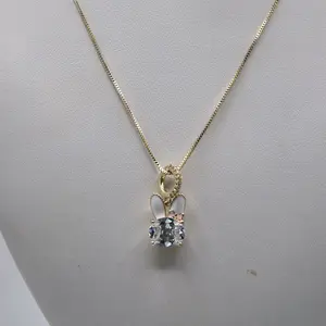 girls bunny pendant with chain laminated gold