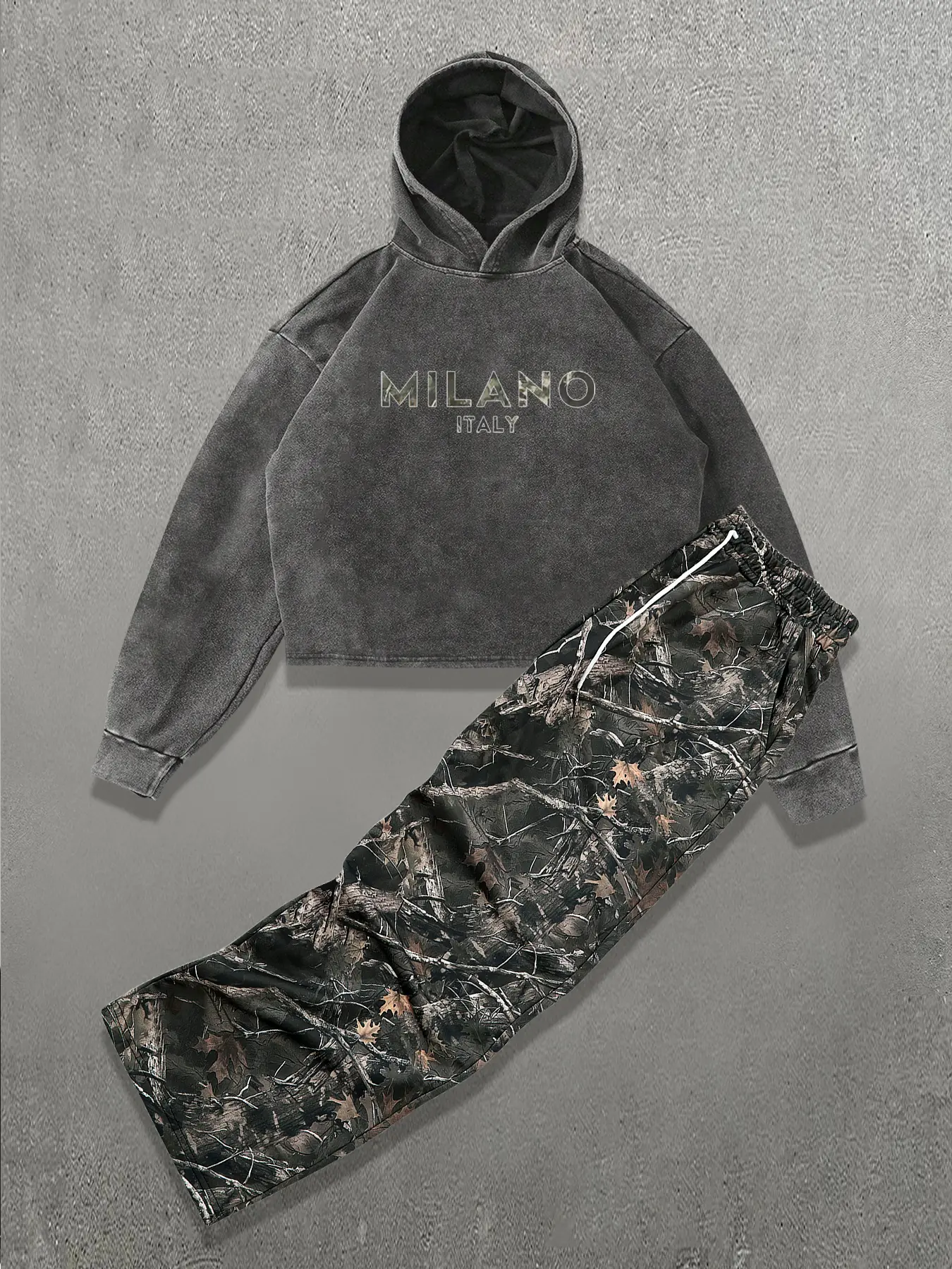 Two-Piece Set Men's Camo Print Plant Graphic Sweatshirt & Sweatpants Set, Regular Fit Casual Long Sleeve Pullover & Jogger Pants, Men's Two-piece Outfits for Daily Wear, Menswear