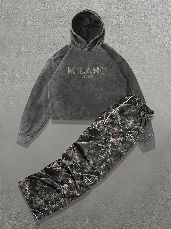 Two-Piece Set Men's Camo Print Sweatshirt & Sweatpants Set, Regular Fit Casual Long Sleeve Pullover & Jogger Pants, Men's Two-piece Outfits for Daily Wear