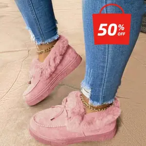 Women's Boots Round Head Thick Sole Orthopedic Arch-Support Wool Thick Warm Cotton Shoes,Anti Slip Flat Snow Boots for Winter