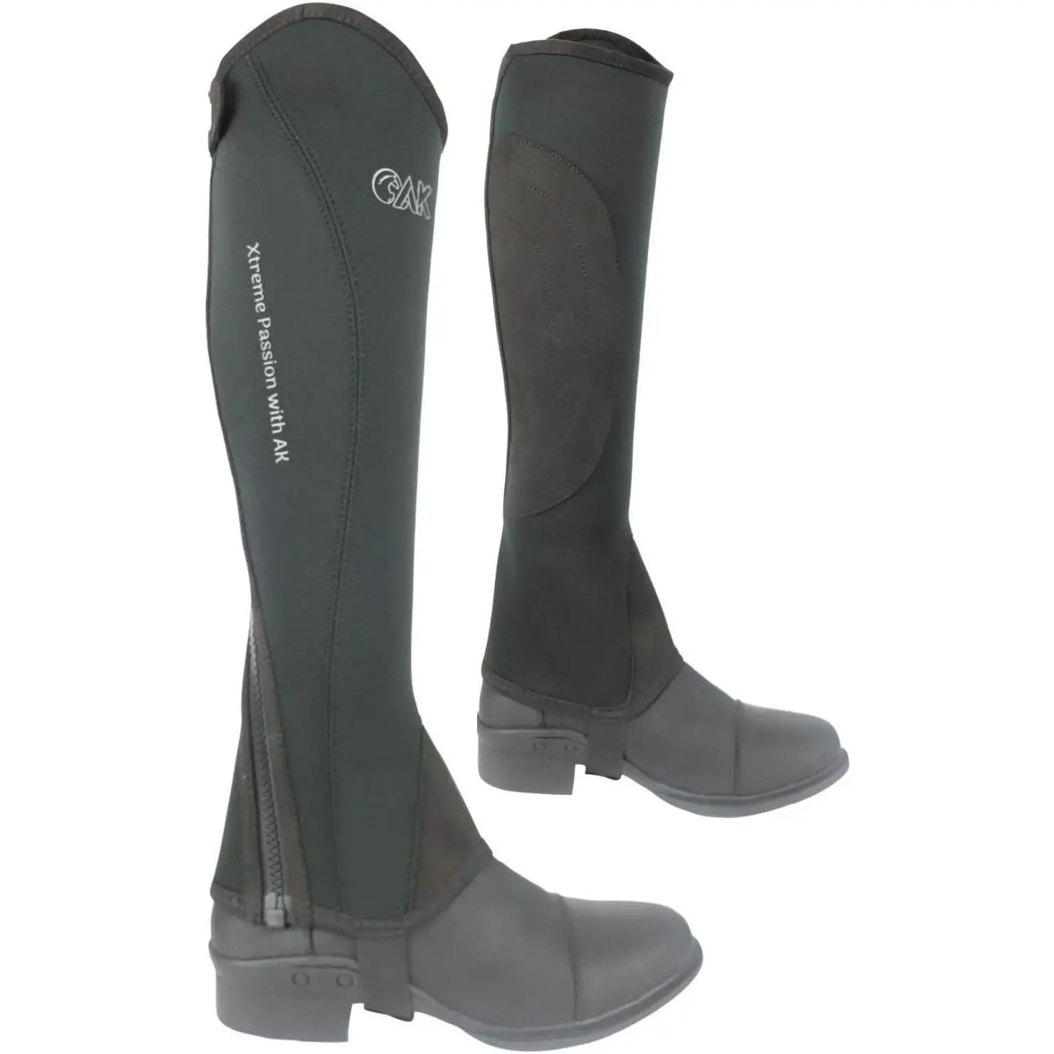 Neoprene Curved Zip Half Chaps for Horse – Breathable, Flexible, Durable Equestrian Half Chaps for Men & Women – Non-Slip Fit, Easy Zip Closure – AKRS-1828