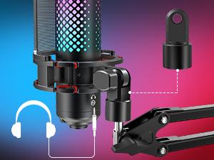 ZealSound USB RGB Microphone for iPhone iPad Phone PC,RGB Gaming Microphone with Full Metal,Mute,Pop Filter,Gain for Podcasting,Streaming,YouTube,Voice Over